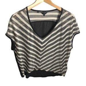 Guess V-neck sheer stripe at top Metallic sparkle